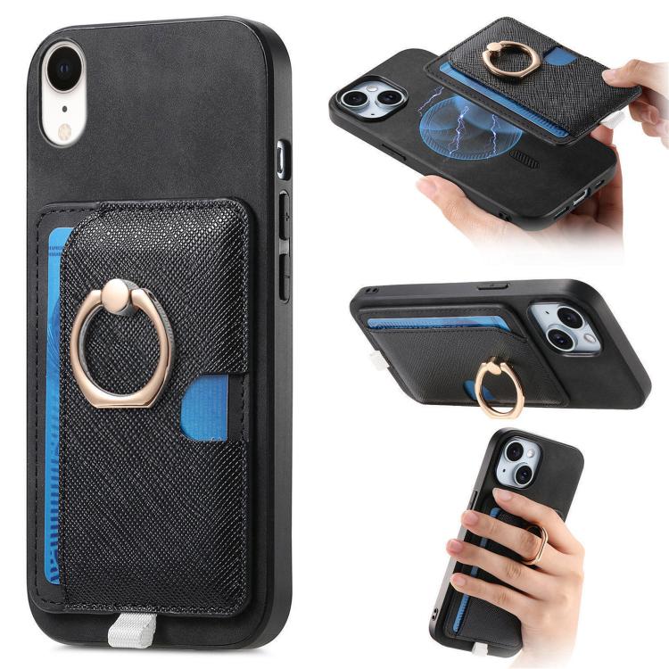 Retro Cross Leather Ring Side Insert Card Bag MagSafe Phone Case