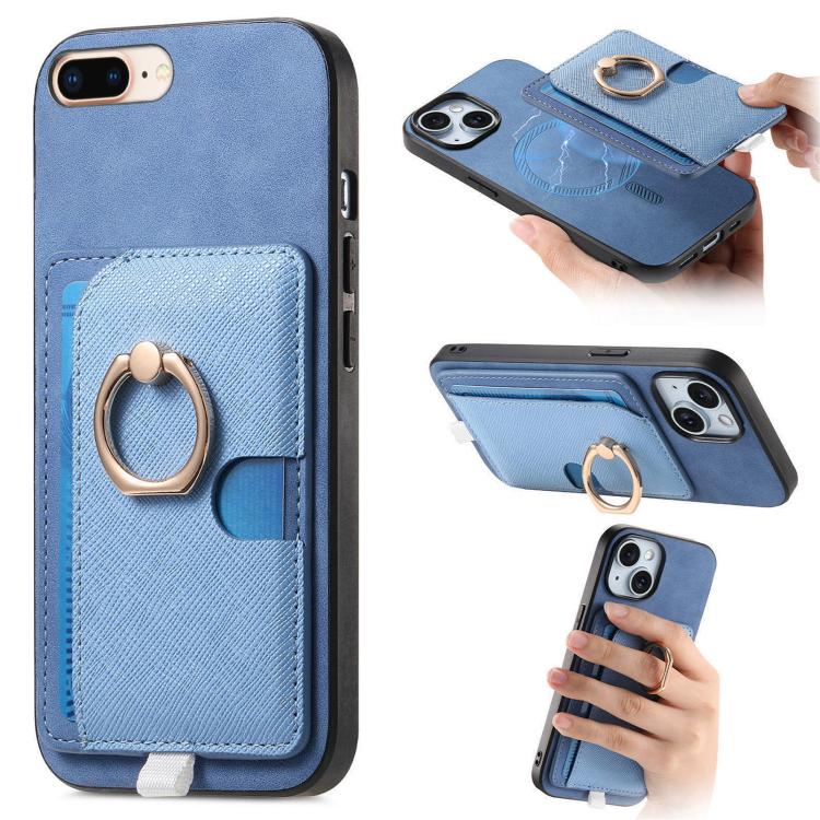 Retro Cross Leather Ring Side Insert Card Bag MagSafe Phone Case