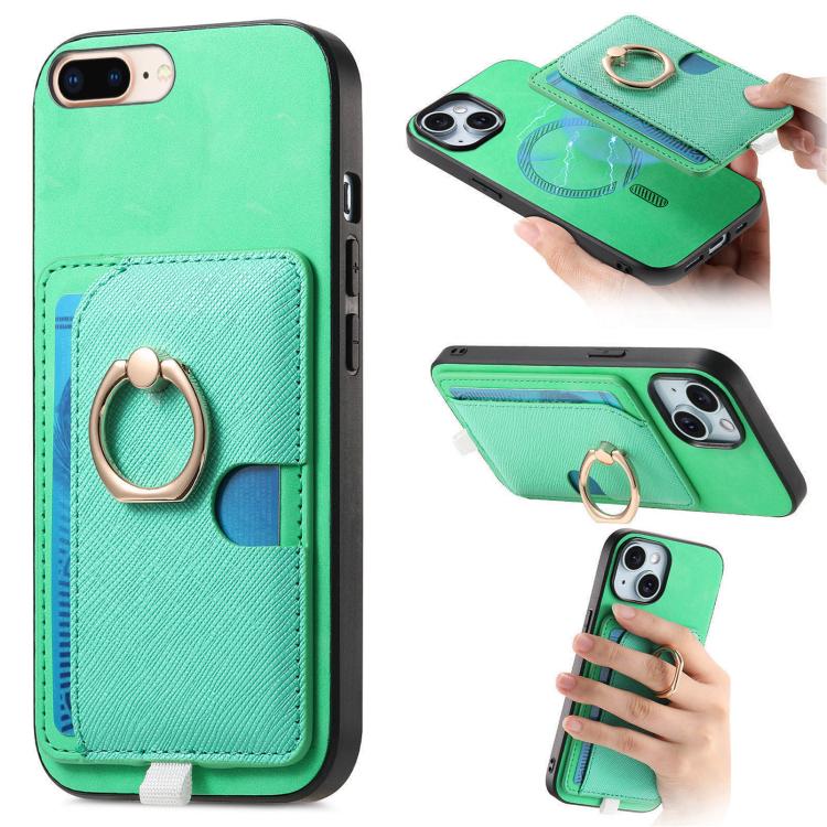 Retro Cross Leather Ring Side Insert Card Bag MagSafe Phone Case