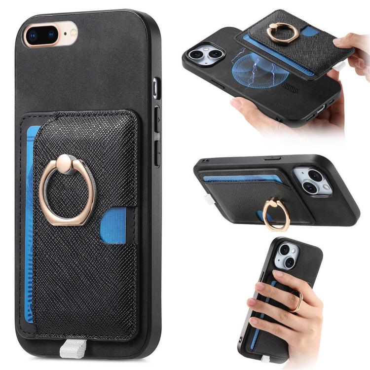 Retro Cross Leather Ring Side Insert Card Bag MagSafe Phone Case