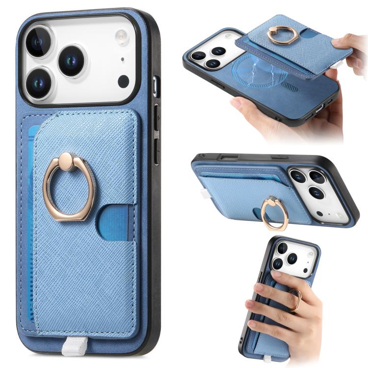 Retro Cross Leather Ring Side Insert Card Bag MagSafe Phone Case