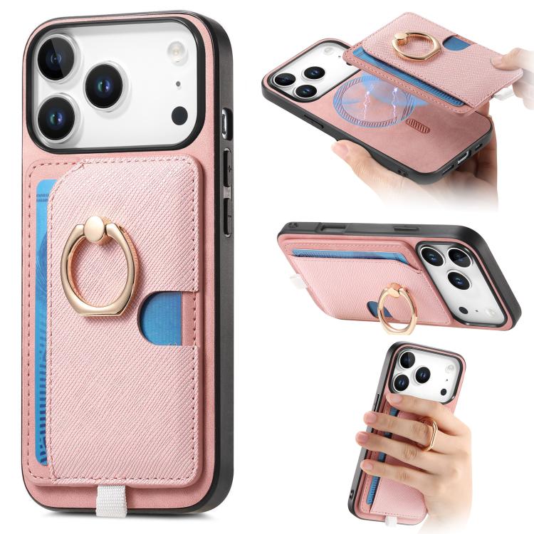 Retro Cross Leather Ring Side Insert Card Bag MagSafe Phone Case