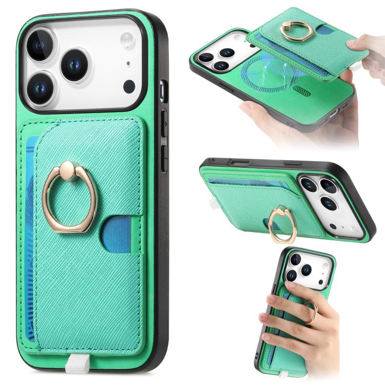 Retro Cross Leather Ring Side Insert Card Bag MagSafe Phone Case