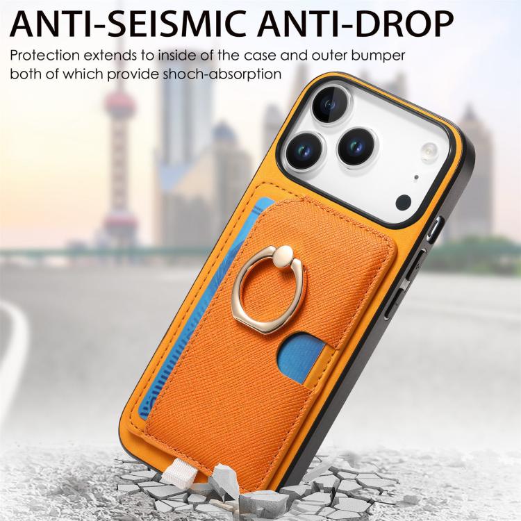 Retro Cross Leather Ring Side Insert Card Bag MagSafe Phone Case