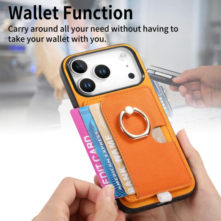 Retro Cross Leather Ring Side Insert Card Bag MagSafe Phone Case