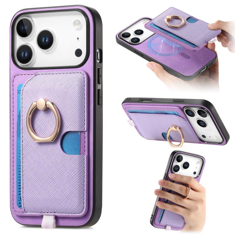 Retro Cross Leather Ring Side Insert Card Bag MagSafe Phone Case
