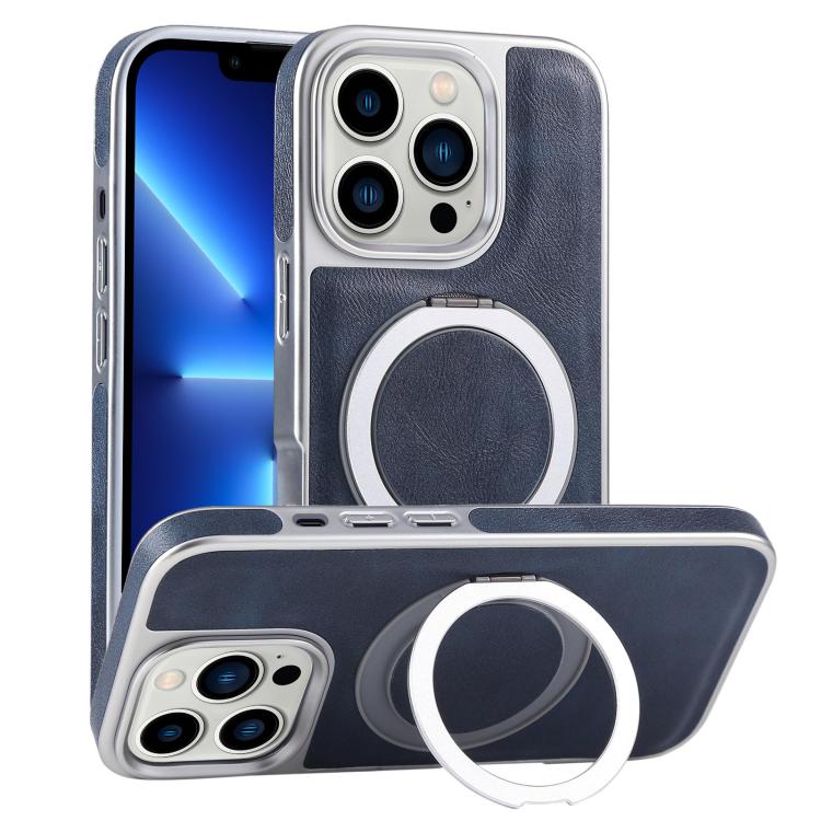 Plated Leather Grain Rotation MagSafe Holder Phone Case, For iPhone 13 Pro Max, For iPhone 13 Pro, For iPhone 13