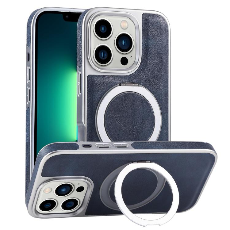 Plated Leather Grain Rotation MagSafe Holder Phone Case, For iPhone 13 Pro Max, For iPhone 13 Pro, For iPhone 13