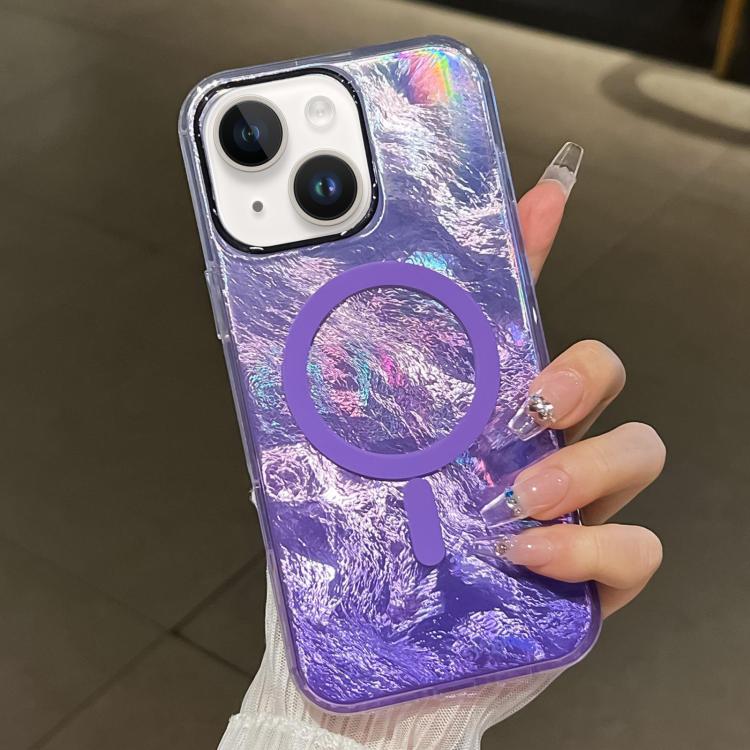 Plating Gradient Glacier Texture MagSafe Phone Case, For iPhone 15 Plus, For iPhone 15, For iPhone 14 Plus