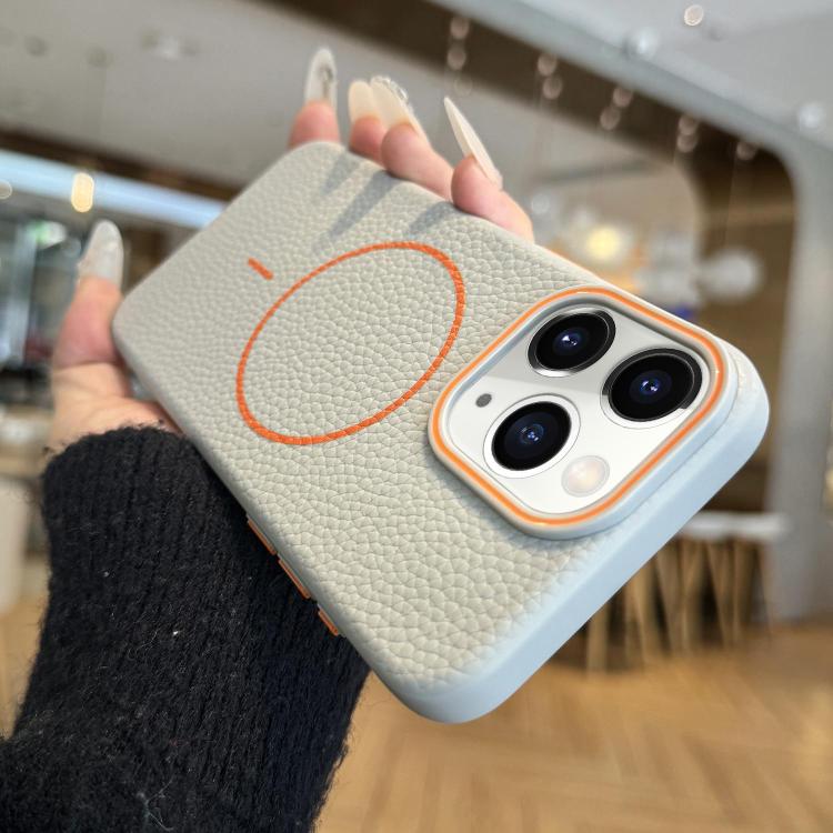 Orange Ring MagSafe Litchi Grain TPU Phone Case, For iPhone 11 Pro
