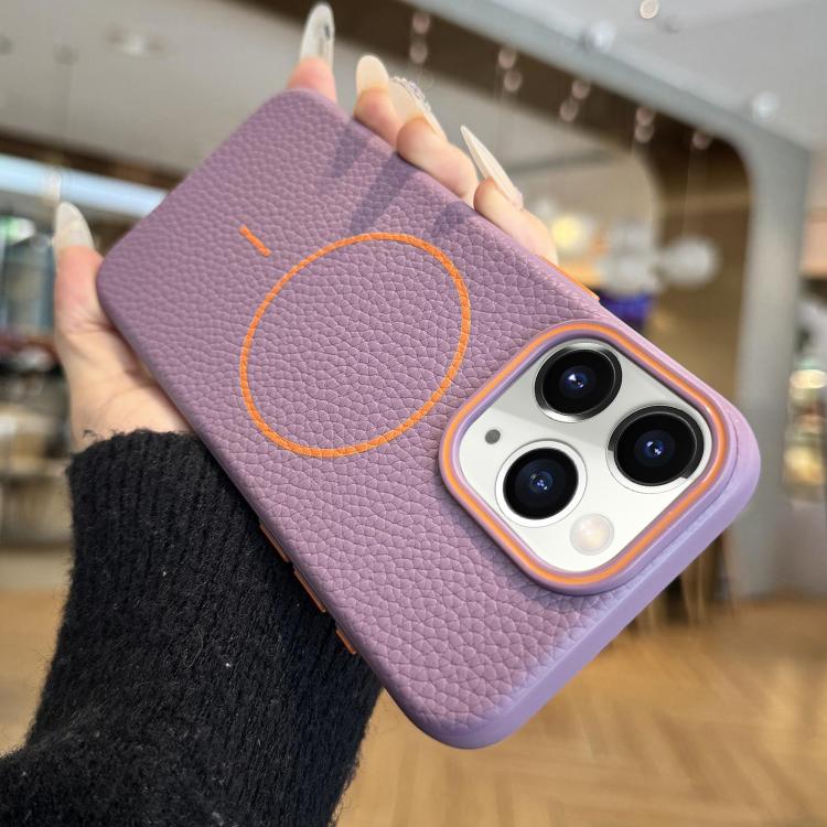 Orange Ring MagSafe Litchi Grain TPU Phone Case, For iPhone 11 Pro