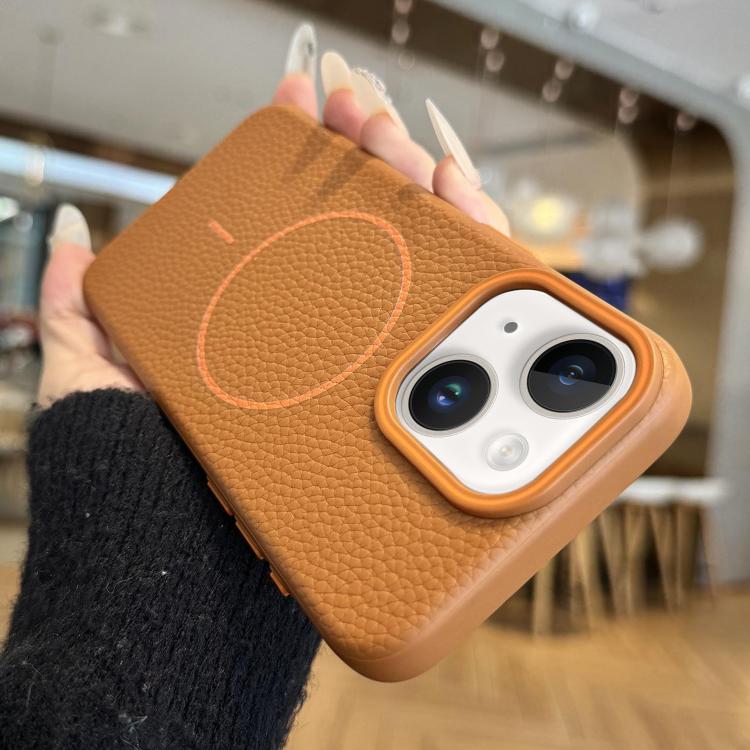 Thin Circle MagSafe Litchi Grain TPU Phone Case, For iPhone 15 Pro Max, For iPhone 15 Pro, For iPhone 15 Plus, For iPhone 15