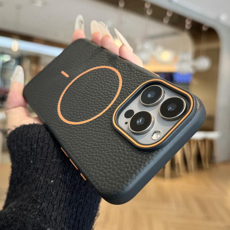 Thin Circle MagSafe Litchi Grain TPU Phone Case, For iPhone 15 Pro Max, For iPhone 15 Pro, For iPhone 15 Plus, For iPhone 15