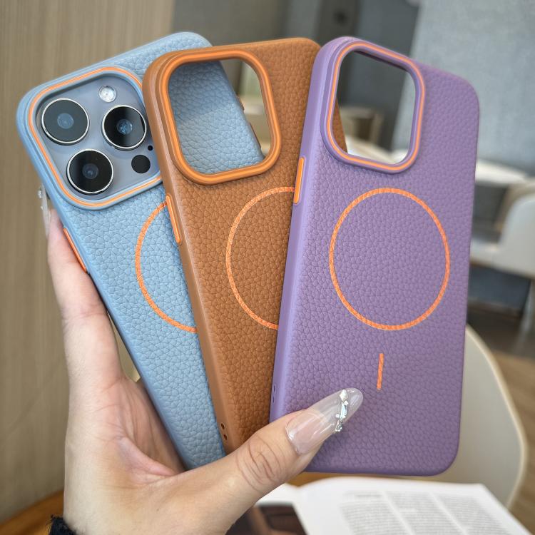 Orange Ring MagSafe Litchi Grain TPU Phone Case, For iPhone 11 Pro