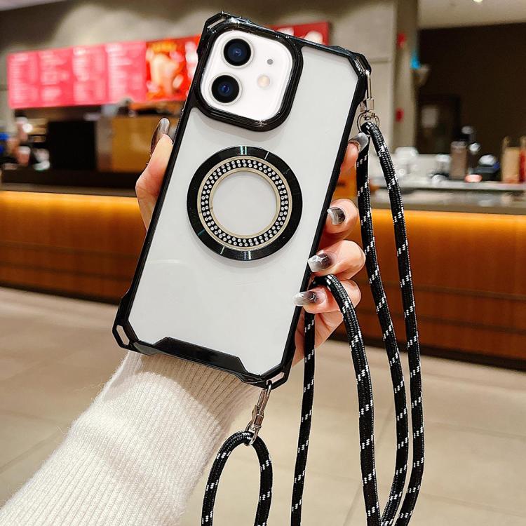 Traveler Crossbody Lanyard MagSafe Four-corner TPU Clear Phone Case, For iPhone 12 Pro Max, For iPhone 12 Pro, For iPhone 11 Pro Max, For iPhone 11, For iPhone 11 Pro