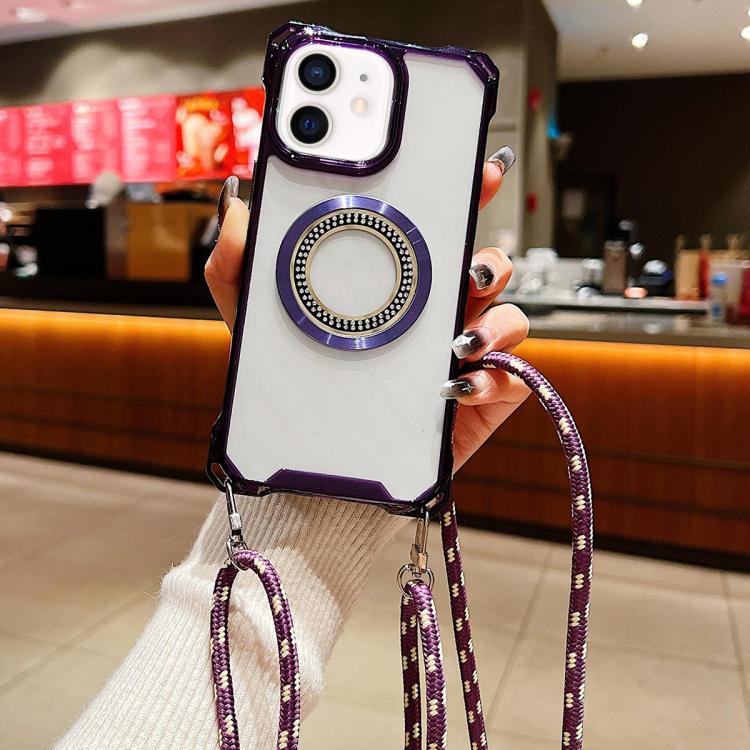 Traveler Crossbody Lanyard MagSafe Four-corner TPU Clear Phone Case, For iPhone 12 Pro Max, For iPhone 12 Pro, For iPhone 11 Pro Max, For iPhone 11, For iPhone 11 Pro