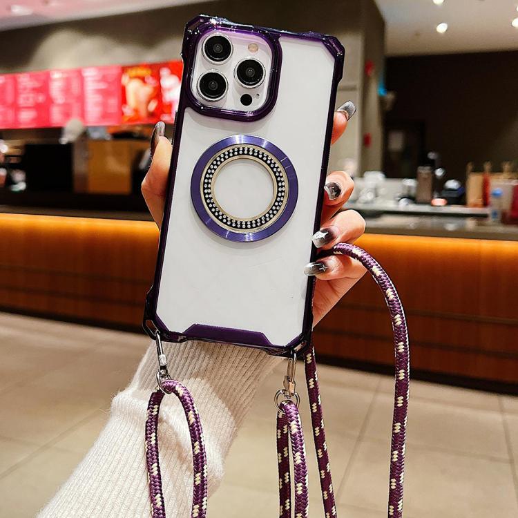 Traveler Crossbody Lanyard MagSafe Four-corner TPU Clear Phone Case, For iPhone 12 Pro Max, For iPhone 12 Pro, For iPhone 11 Pro Max, For iPhone 11, For iPhone 11 Pro
