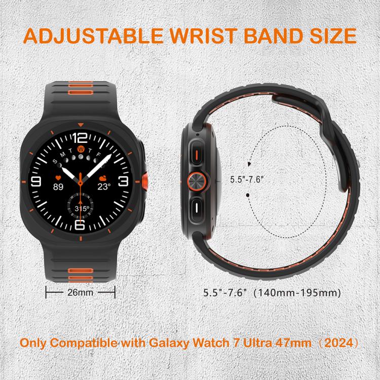 Two Color Reverse Buckle Silicone Watch Band, For Samsung Galaxy Watch Ultra 47mm / Ultra 2025