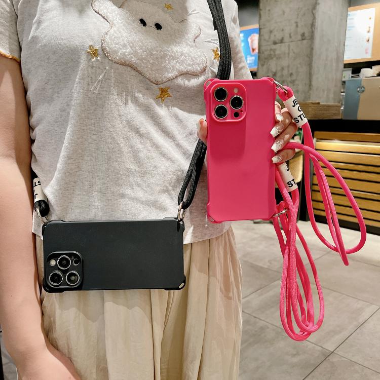 Crossbody Liquid TPU Four Corner Shockproof Phone Case, For iPhone 13 Pro Max, For iPhone 13 Pro, For iPhone 13, For iPhone 12, For iPhone 12 Pro Max, For iPhone 12 Pro