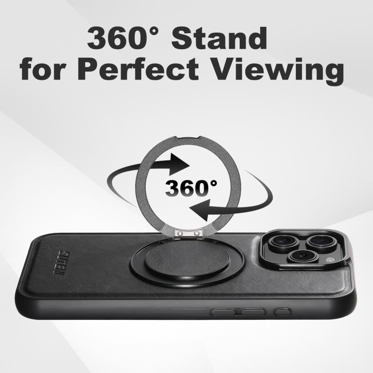 Suteni G3 Oil Wax 360 Rotation Holder MagSafe Back Phone Case, For iPhone 15 Pro Max, For iPhone 15 Pro, For iPhone 15 Plus, For iPhone 15, For iPhone 14 Plus, For iPhone 14, For iPhone 14 Pro, For iPhone 14 Pro Max