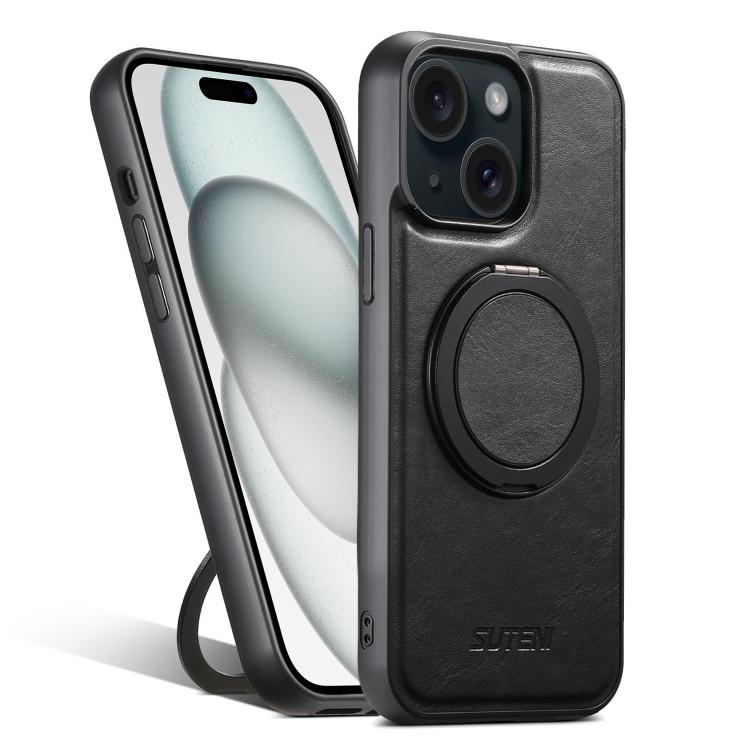 Suteni G3 Oil Wax 360 Rotation Holder MagSafe Back Phone Case, For iPhone 15 Pro Max, For iPhone 15 Pro, For iPhone 15 Plus, For iPhone 15, For iPhone 14 Plus, For iPhone 14, For iPhone 14 Pro, For iPhone 14 Pro Max