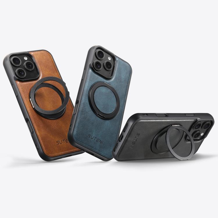 Suteni G3 Oil Wax 360 Rotation Holder MagSafe Back Phone Case, For iPhone 15 Pro Max, For iPhone 15 Pro, For iPhone 15 Plus, For iPhone 15, For iPhone 14 Plus, For iPhone 14, For iPhone 14 Pro, For iPhone 14 Pro Max