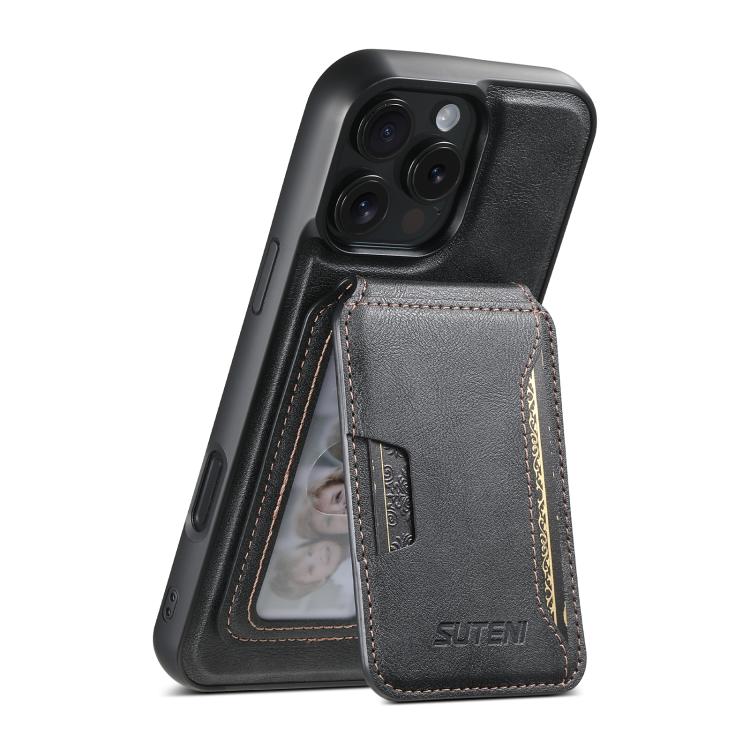 Suteni M3 Card Bag MagSafe Cowhide Texture Leather Phone Case, For iPhone 15 Pro Max, For iPhone 15 Pro, For iPhone 15 Plus, For iPhone 15, For iPhone 14 Plus, For iPhone 14, For iPhone 14 Pro, For iPhone 14 Pro Max