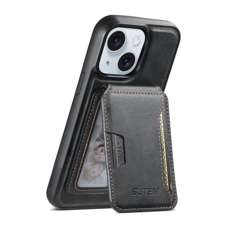Suteni M3 Card Bag MagSafe Cowhide Texture Leather Phone Case, For iPhone 15 Pro Max, For iPhone 15 Pro, For iPhone 15 Plus, For iPhone 15, For iPhone 14 Plus, For iPhone 14, For iPhone 14 Pro, For iPhone 14 Pro Max