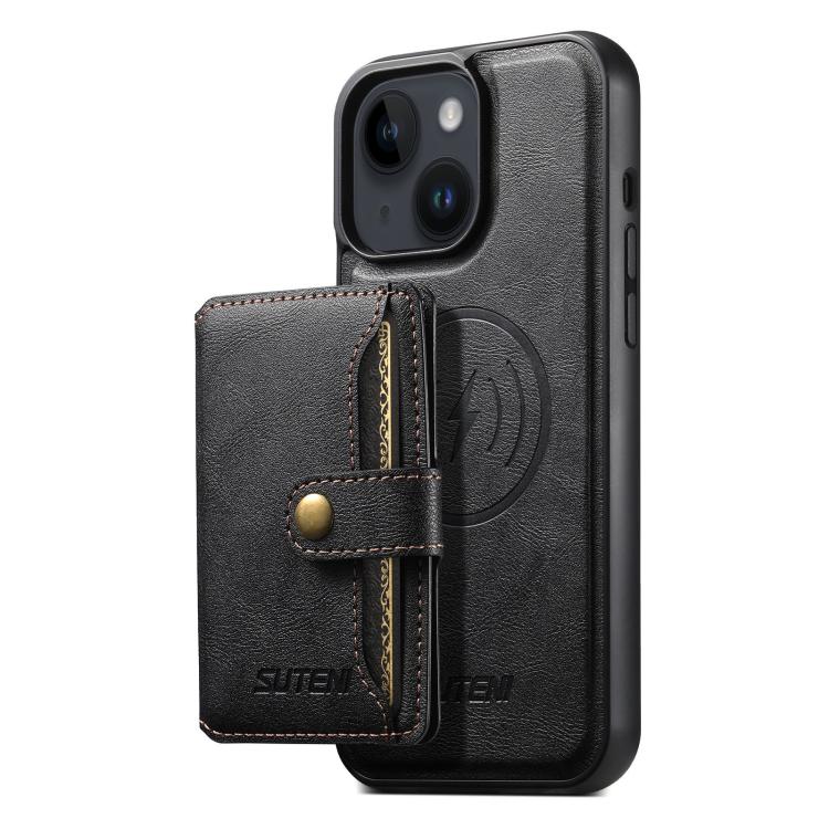 Suteni M4 Magnetic Card Bag MagSafe Leather Phone Case, For iPhone 14 Plus, For iPhone 14, For iPhone 14 Pro, For iPhone 14 Pro Max, For iPhone 13 Pro Max, For iPhone 13 Pro, For iPhone 13, For iPhone 12