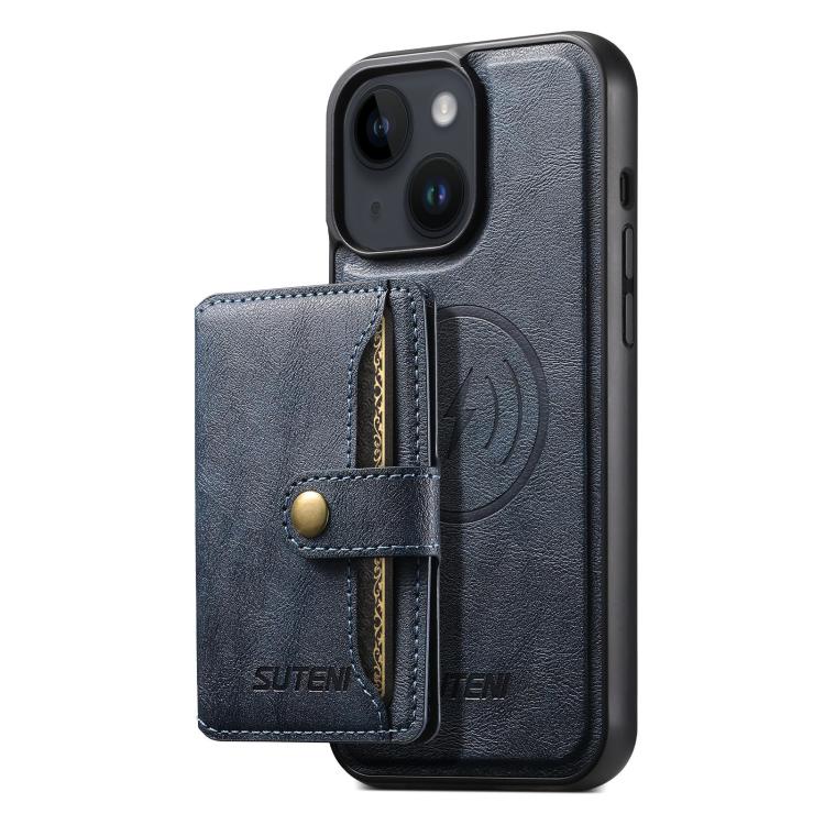Suteni M4 Magnetic Card Bag MagSafe Leather Phone Case, For iPhone 14 Plus, For iPhone 14, For iPhone 14 Pro, For iPhone 14 Pro Max, For iPhone 13 Pro Max, For iPhone 13 Pro, For iPhone 13, For iPhone 12