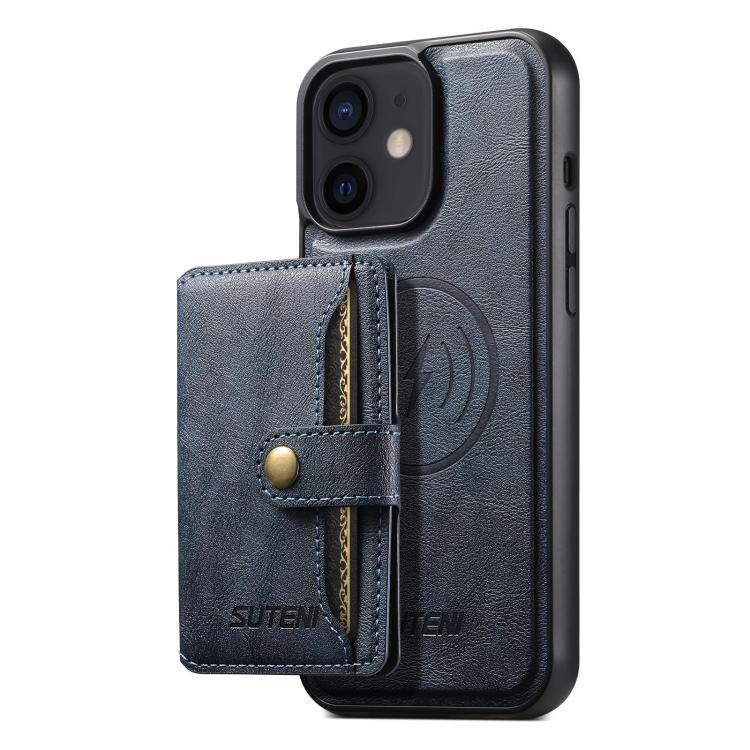 Suteni M4 Magnetic Card Bag MagSafe Leather Phone Case, For iPhone 14 Plus, For iPhone 14, For iPhone 14 Pro, For iPhone 14 Pro Max, For iPhone 13 Pro Max, For iPhone 13 Pro, For iPhone 13, For iPhone 12