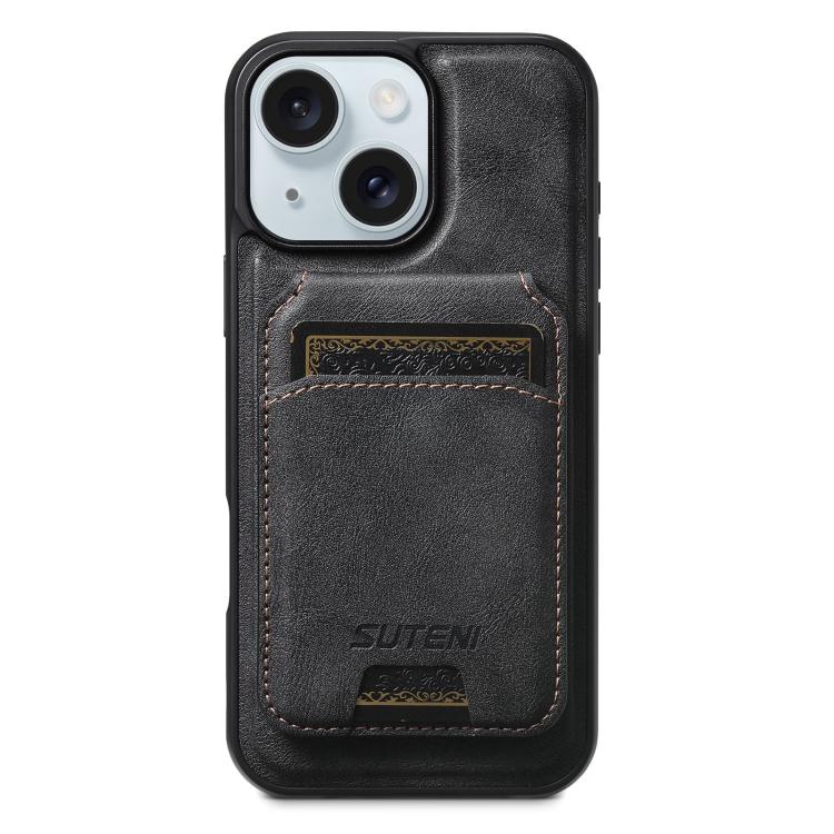 Suteni M5 Magnetic Card Bag MagSafe Leather Phone Case, For iPhone 15 Pro Max, For iPhone 15 Pro, For iPhone 15 Plus, For iPhone 15, For iPhone 14 Plus, For iPhone 14, For iPhone 14 Pro, For iPhone 14 Pro Max