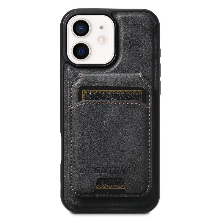 Suteni M5 Magnetic Card Bag MagSafe Leather Phone Case, For iPhone 14 Pro, For iPhone 14 Pro Max, For iPhone 13 Pro Max, For iPhone 13 Pro, For iPhone 13, For iPhone 12, For iPhone 12 Pro Max, For iPhone 12 Pro