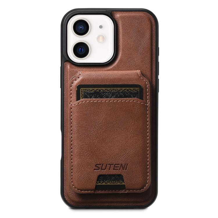 Suteni M5 Magnetic Card Bag MagSafe Leather Phone Case, For iPhone 14 Pro, For iPhone 14 Pro Max, For iPhone 13 Pro Max, For iPhone 13 Pro, For iPhone 13, For iPhone 12, For iPhone 12 Pro Max, For iPhone 12 Pro