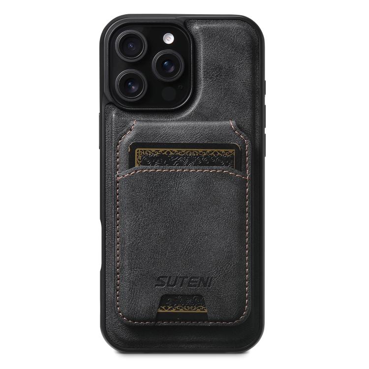 Suteni M5 Magnetic Card Bag MagSafe Leather Phone Case, For iPhone 14 Pro, For iPhone 14 Pro Max, For iPhone 13 Pro Max, For iPhone 13 Pro, For iPhone 13, For iPhone 12, For iPhone 12 Pro Max, For iPhone 12 Pro