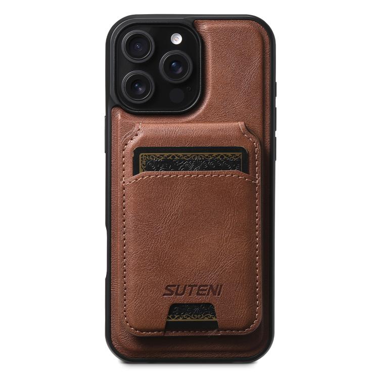 Suteni M5 Magnetic Card Bag MagSafe Leather Phone Case, For iPhone 14 Pro, For iPhone 14 Pro Max, For iPhone 13 Pro Max, For iPhone 13 Pro, For iPhone 13, For iPhone 12, For iPhone 12 Pro Max, For iPhone 12 Pro