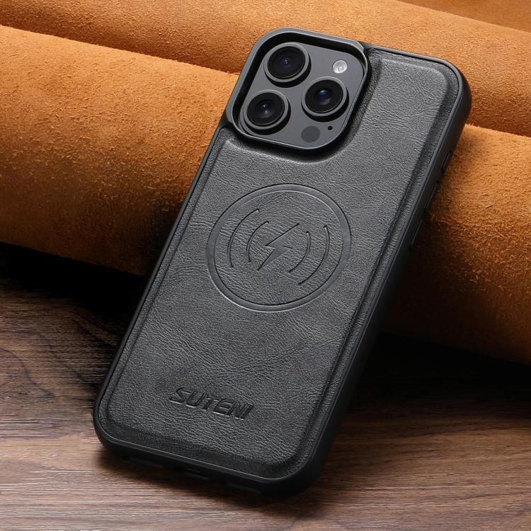 Suteni G5 Cowhide Leather MagSafe Magnetic Phone Case, For iPhone 15 Pro Max, For iPhone 15 Pro, For iPhone 15 Plus, For iPhone 15, For iPhone 14 Plus, For iPhone 14, For iPhone 14 Pro, For iPhone 14 Pro Max