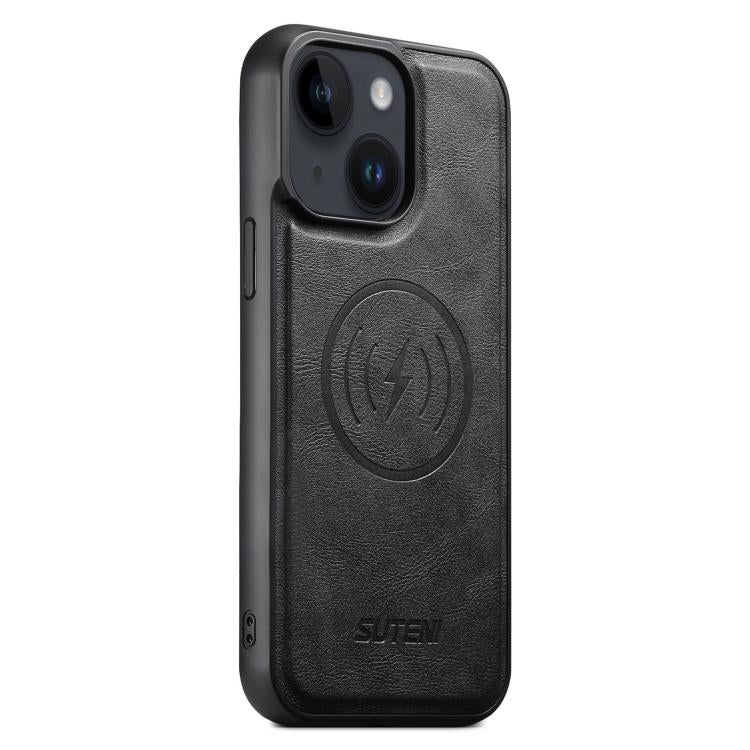 Suteni G5 Cowhide Leather MagSafe Magnetic Phone Case, For iPhone 15 Pro Max, For iPhone 15 Pro, For iPhone 15 Plus, For iPhone 15, For iPhone 14 Plus, For iPhone 14, For iPhone 14 Pro, For iPhone 14 Pro Max