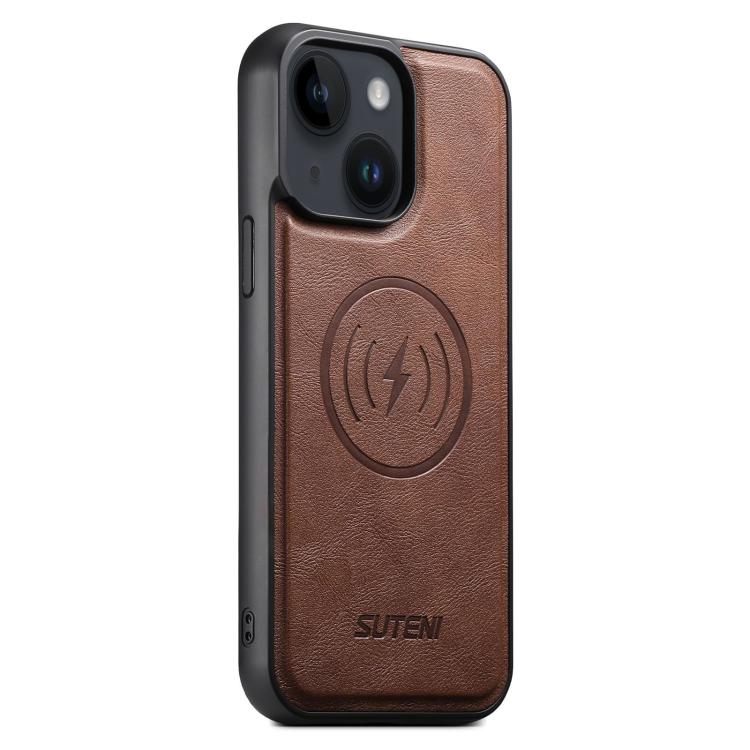 Suteni G5 Cowhide Leather MagSafe Magnetic Phone Case, For iPhone 15 Pro Max, For iPhone 15 Pro, For iPhone 15 Plus, For iPhone 15, For iPhone 14 Plus, For iPhone 14, For iPhone 14 Pro, For iPhone 14 Pro Max