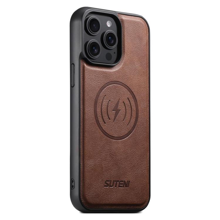 Suteni G5 Cowhide Leather MagSafe Magnetic Phone Case, For iPhone 15 Pro Max, For iPhone 15 Pro, For iPhone 15 Plus, For iPhone 15, For iPhone 14 Plus, For iPhone 14, For iPhone 14 Pro, For iPhone 14 Pro Max