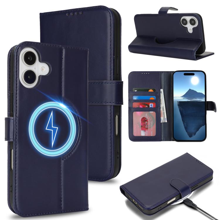 Genuine Leather Card Wallet MagSafe Phone Case, For iPhone 16 Pro Max, For iPhone 16 Pro, For iPhone 16 Plus, For iPhone 16