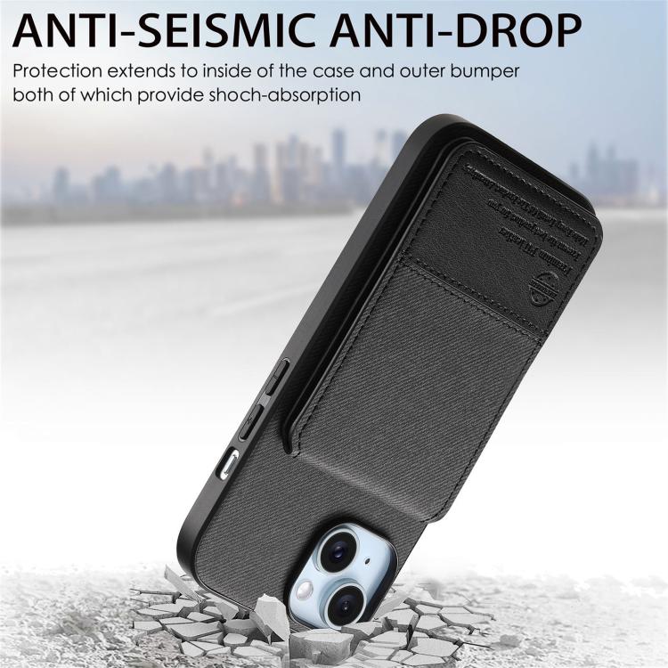 Twill Fabric Leather Vertical Flip RFID Card Bag Phone Case