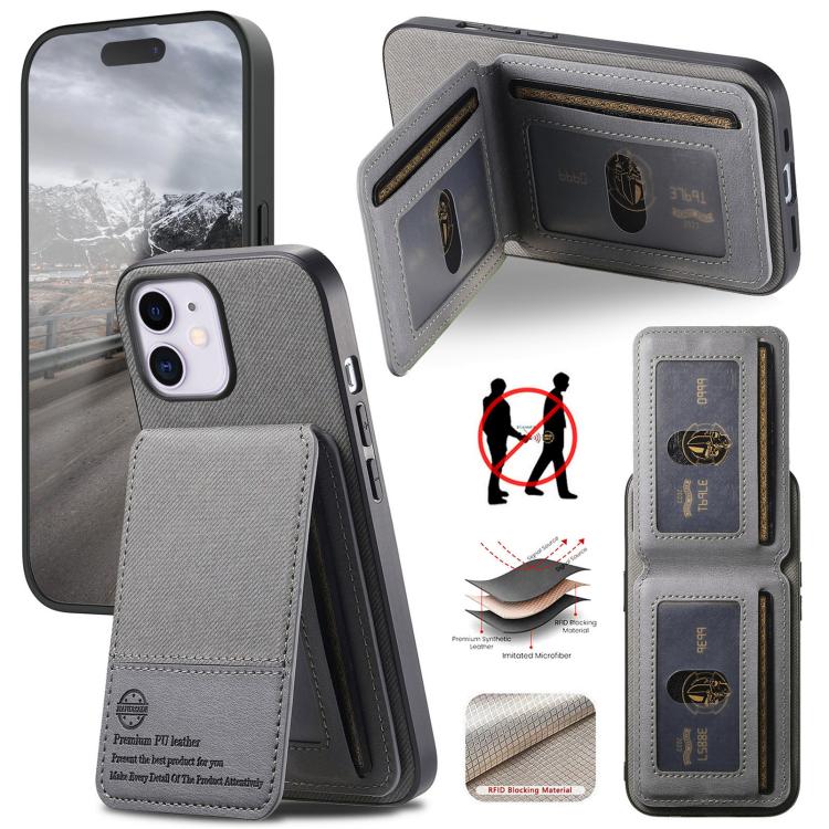 Twill Fabric Leather Vertical Flip RFID Card Bag Phone Case