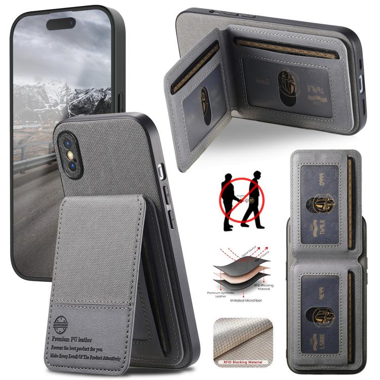 Twill Fabric Leather Vertical Flip RFID Card Bag Phone Case, For iPhone 11 Pro, For iPhone X / XS