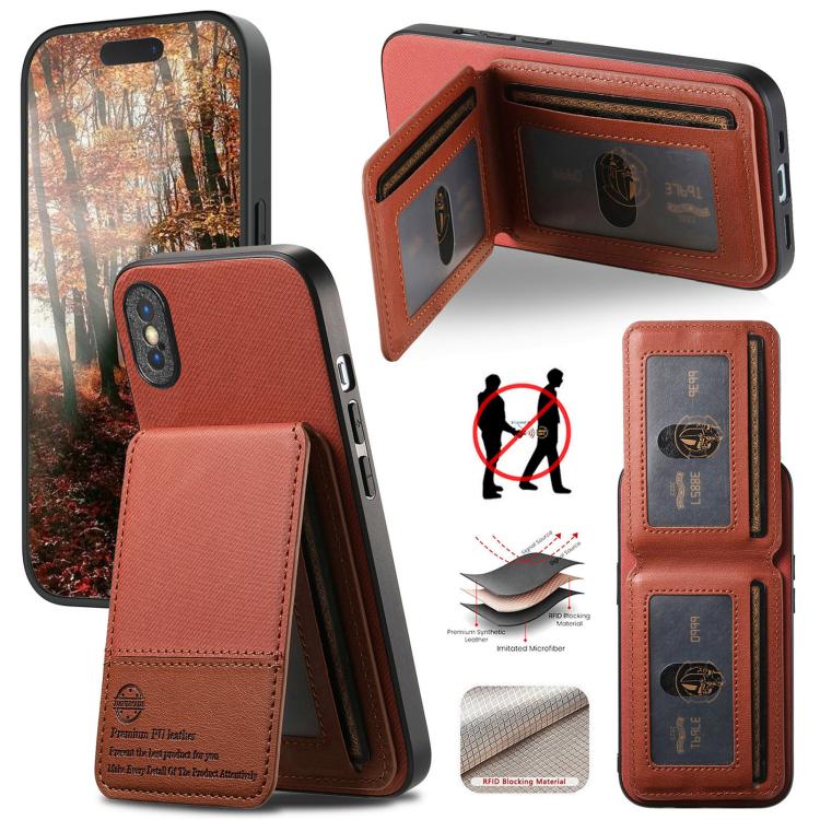 Twill Fabric Leather Vertical Flip RFID Card Bag Phone Case, For iPhone 11 Pro, For iPhone X / XS