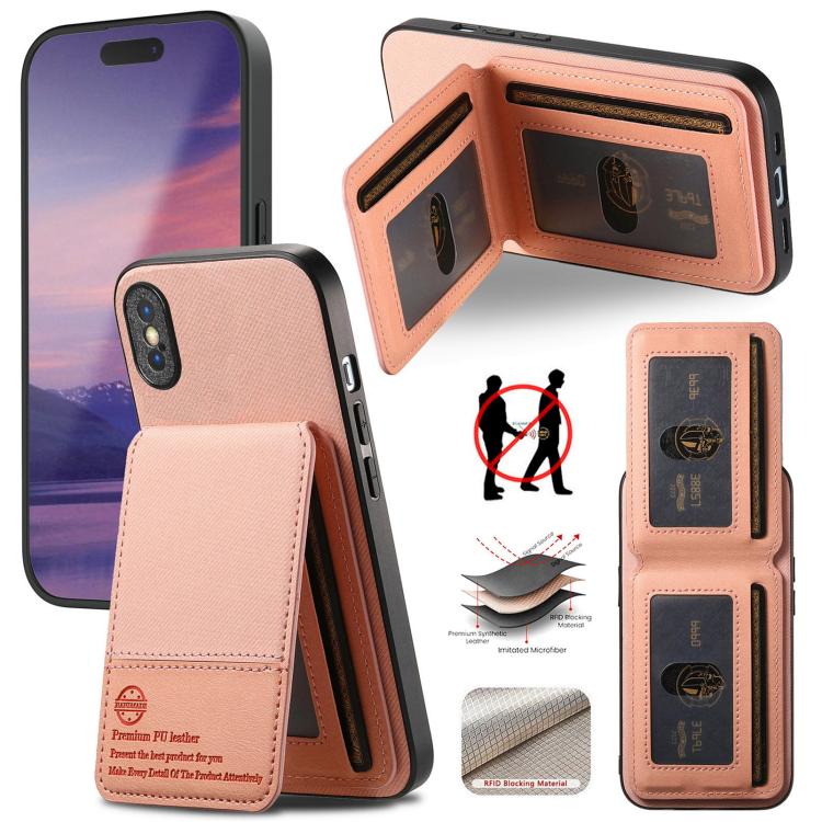 Twill Fabric Leather Vertical Flip RFID Card Bag Phone Case, For iPhone 11 Pro, For iPhone X / XS