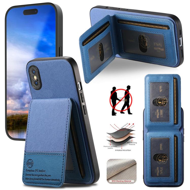 Twill Fabric Leather Vertical Flip RFID Card Bag Phone Case, For iPhone 11 Pro, For iPhone X / XS