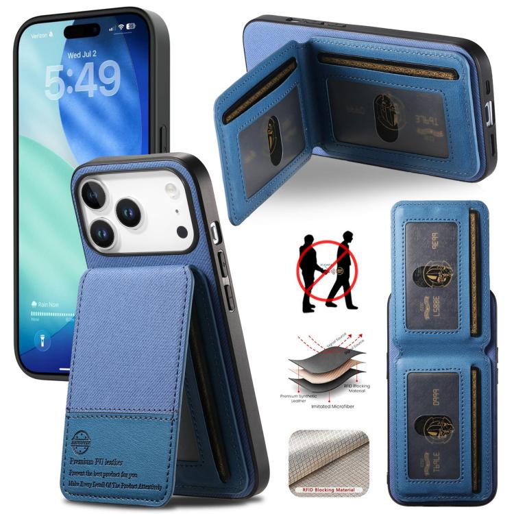 Twill Fabric Leather Vertical Flip RFID Card Bag Phone Case