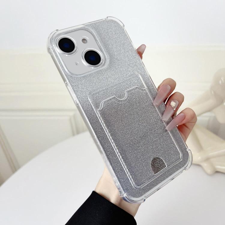 Four-cornered Glitter Electroplated Card Bag TPU Phone Case, For iPhone 13, For iPhone 12, For iPhone 12 Pro Max
