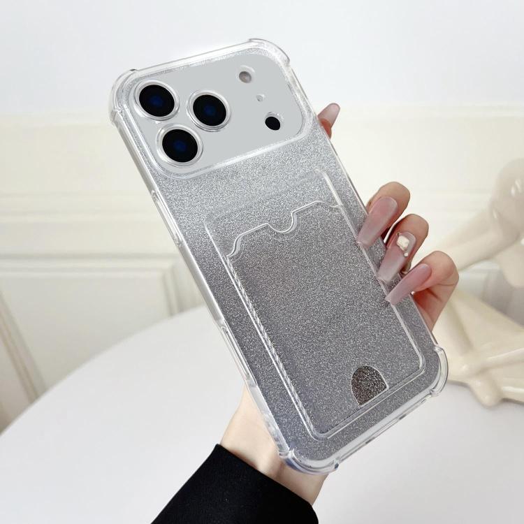 Four-cornered Glitter Electroplated Card Bag TPU Phone Case, For iPhone 17 Pro Max, For iPhone 17 Pro, For iPhone 17